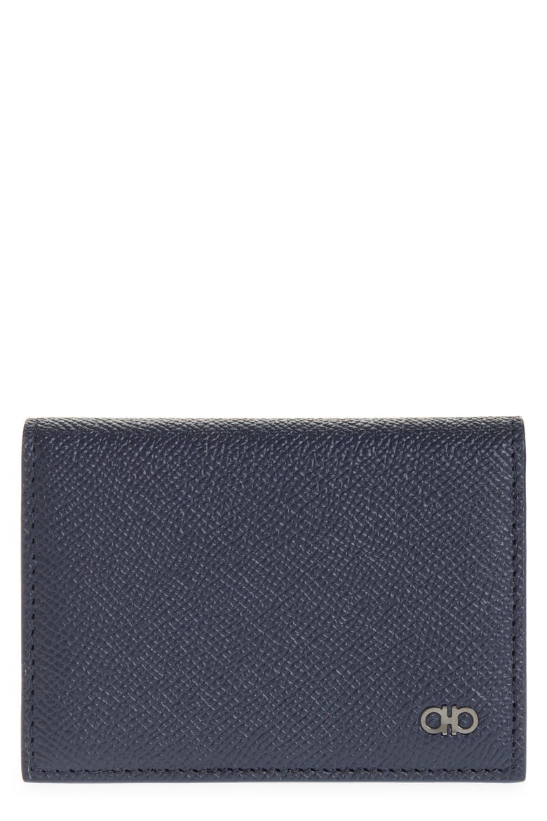 Micro Gancio Leather Card Case, Main, color, NEW NAVY NERO