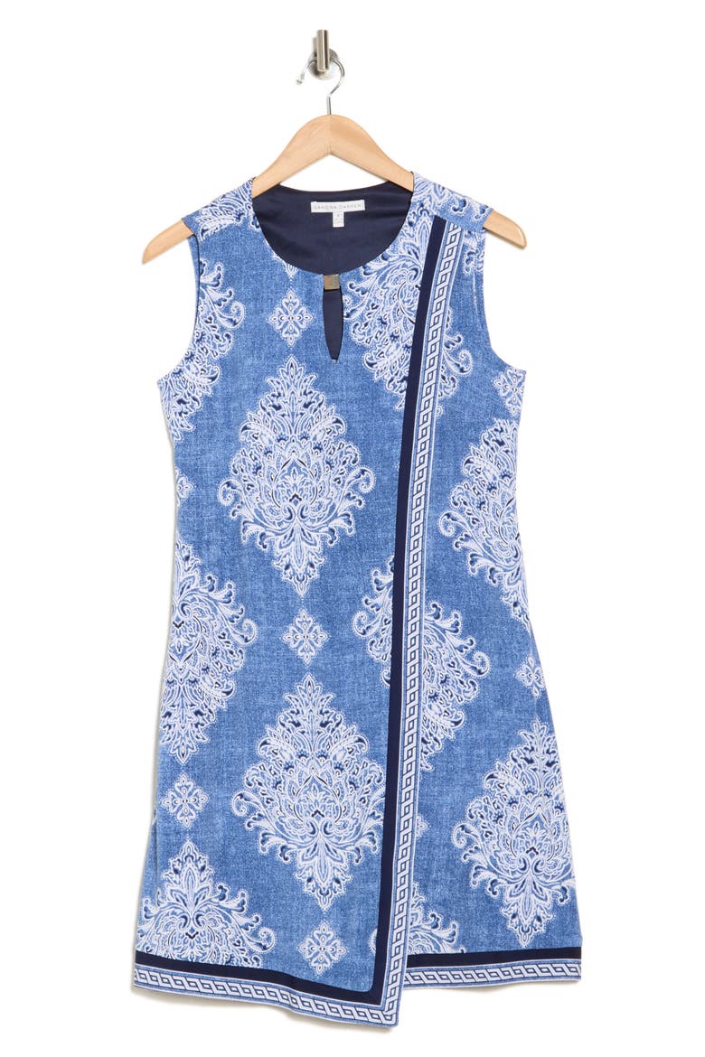 Keyhole Sleeveless Asymmetric Shift Dress, Alternate, color, DENIM