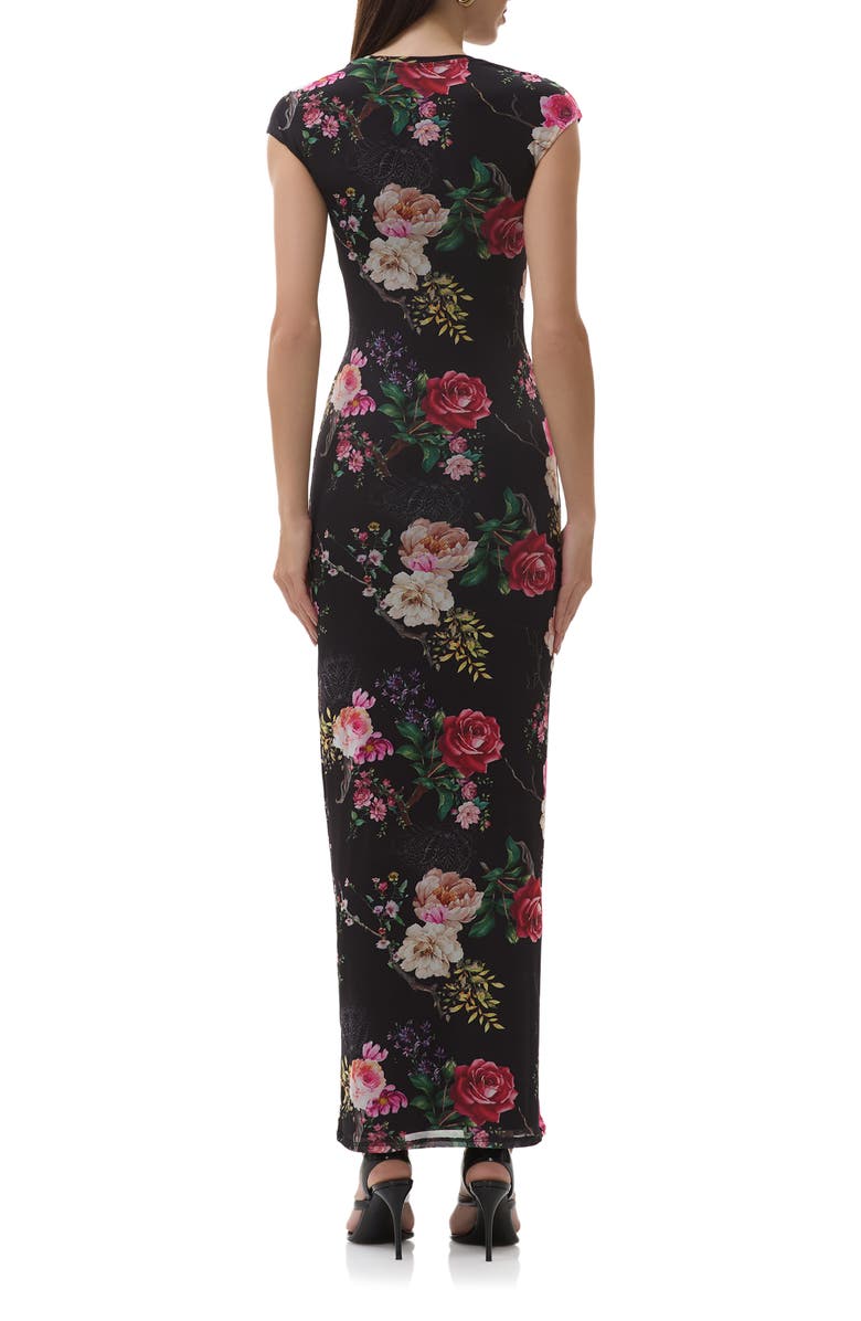 AFRM Cody Print Mesh Dress, Alternate, color, Noir Summer Rose