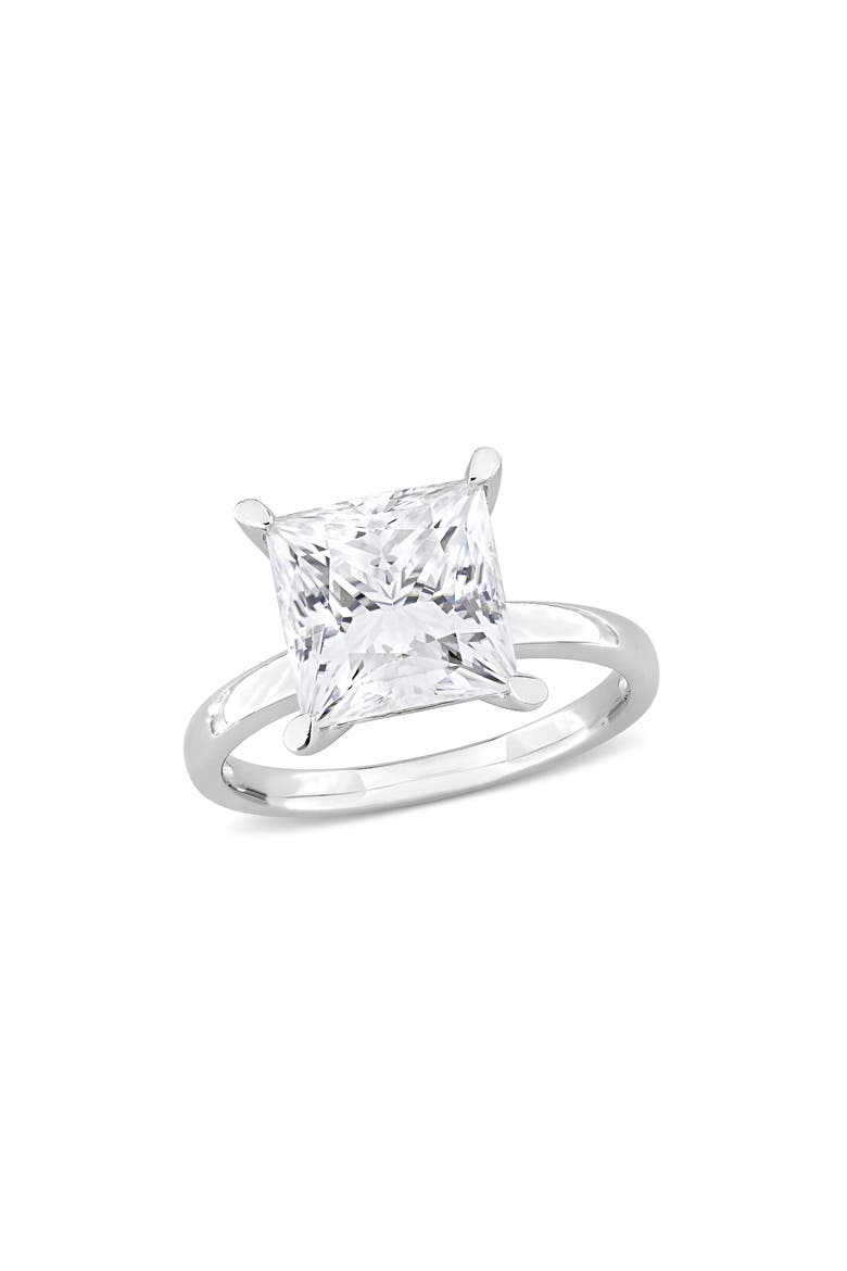 Sterling Silver Princess Cut Lab Created Moissanite Ring, Main, color, SILVER