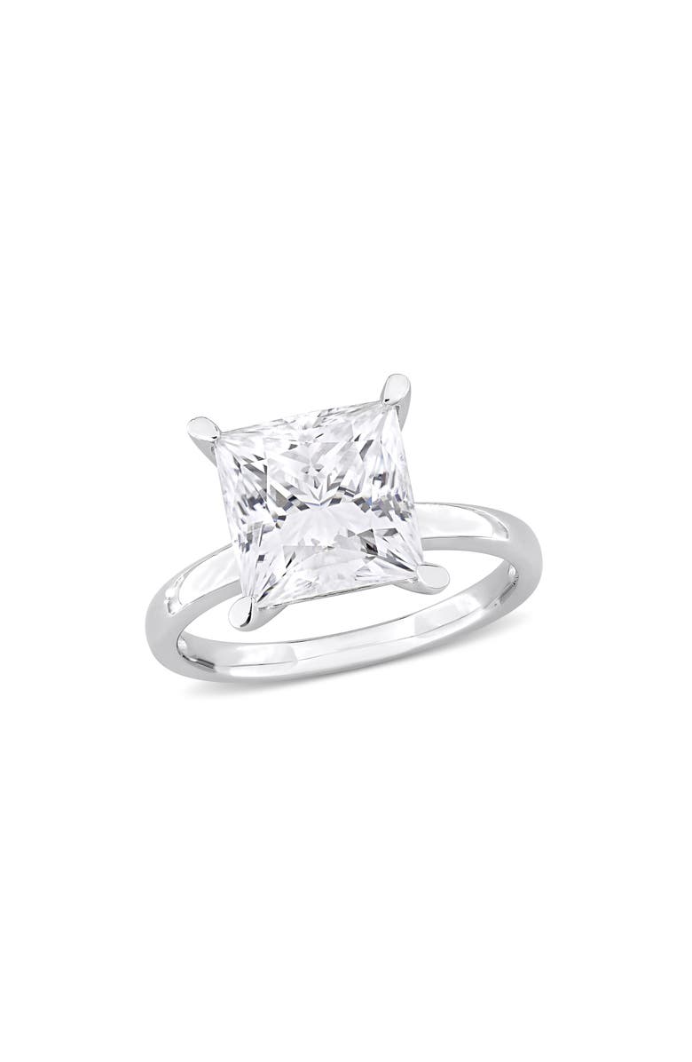 DELMAR Sterling Silver Princess Cut Lab Created Moissanite Ring, Main, color, Silver