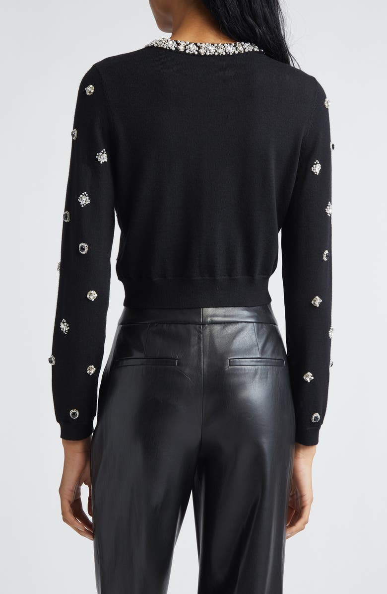 Alice + Olivia Dollie Jewel Embellished Cardigan, Alternate, color, Black