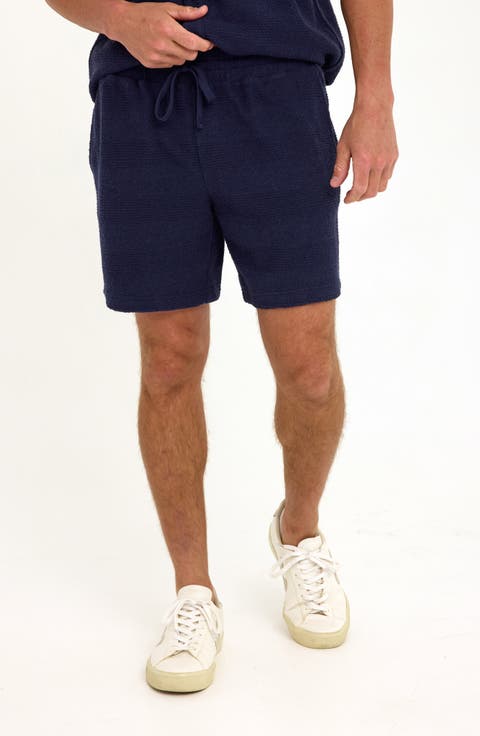 Wayne Stripe Jacquard Terry Cloth Drawstring Shorts
