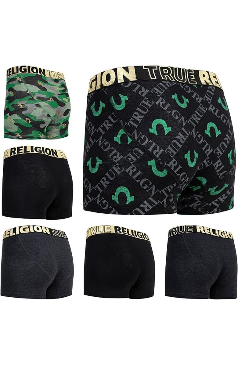 True Religion Boxer Briefs Stretch Underwear Pack of 6, Alternate, color, Black/Gold