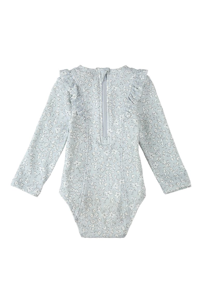 Vintage Flowers Long Sleeve One-Piece Swimsuit, Alternate, color, LIGHT BLUE