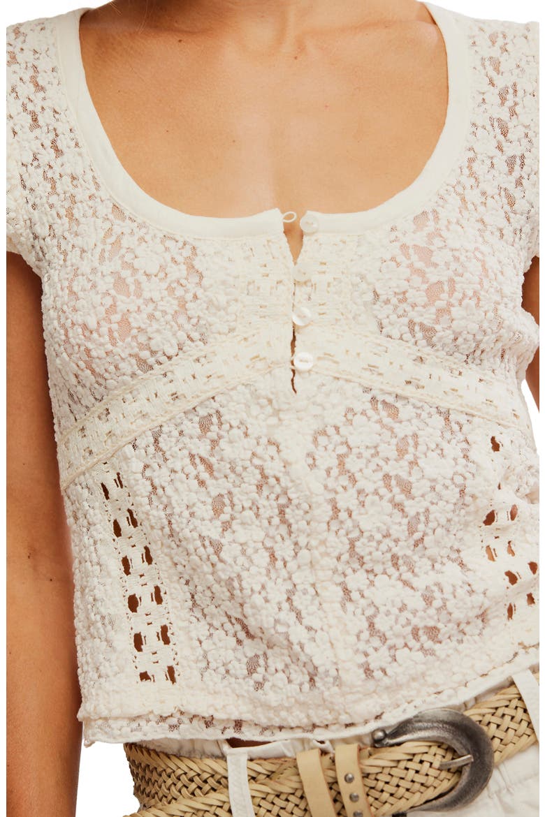 Claro Semi Sheer Lace & Tulle Top, Alternate, color, WHISPER WHITE