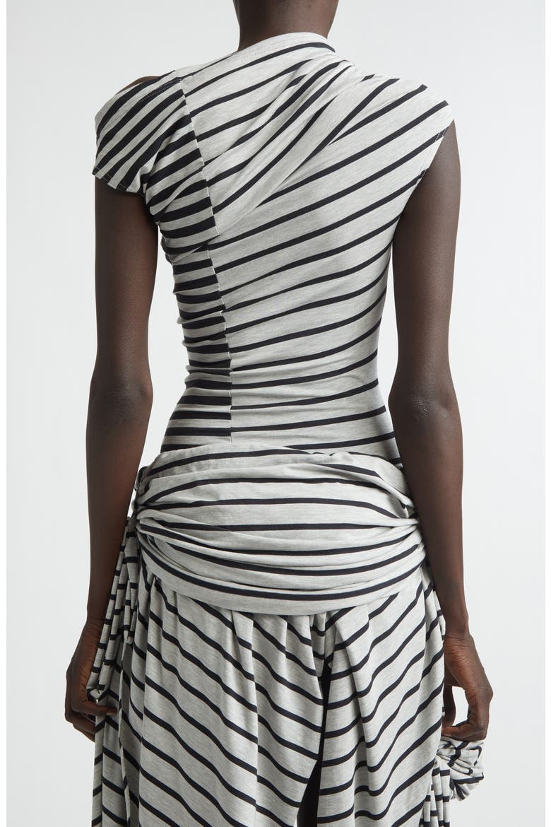 Mixed Stripe Jersey Corsage Top, Alternate, color, BLACK GREY