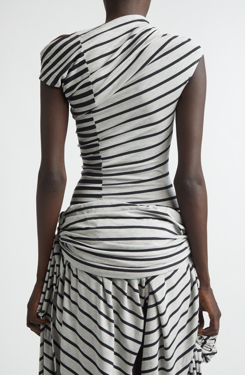 Vaquera Mixed Stripe Jersey Corsage Top, Alternate, color, Black Grey