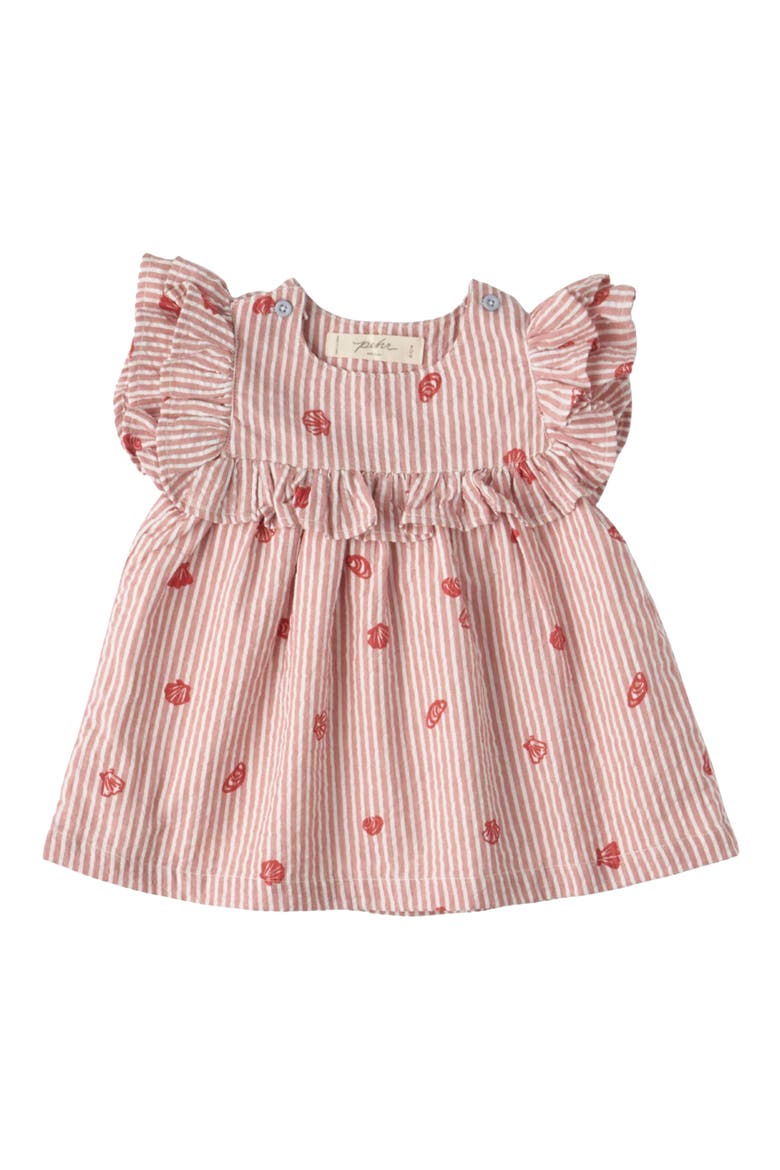 Kids' Ruffle Organic Cotton Seersucker Dress, Main, color, SHELL BELLE