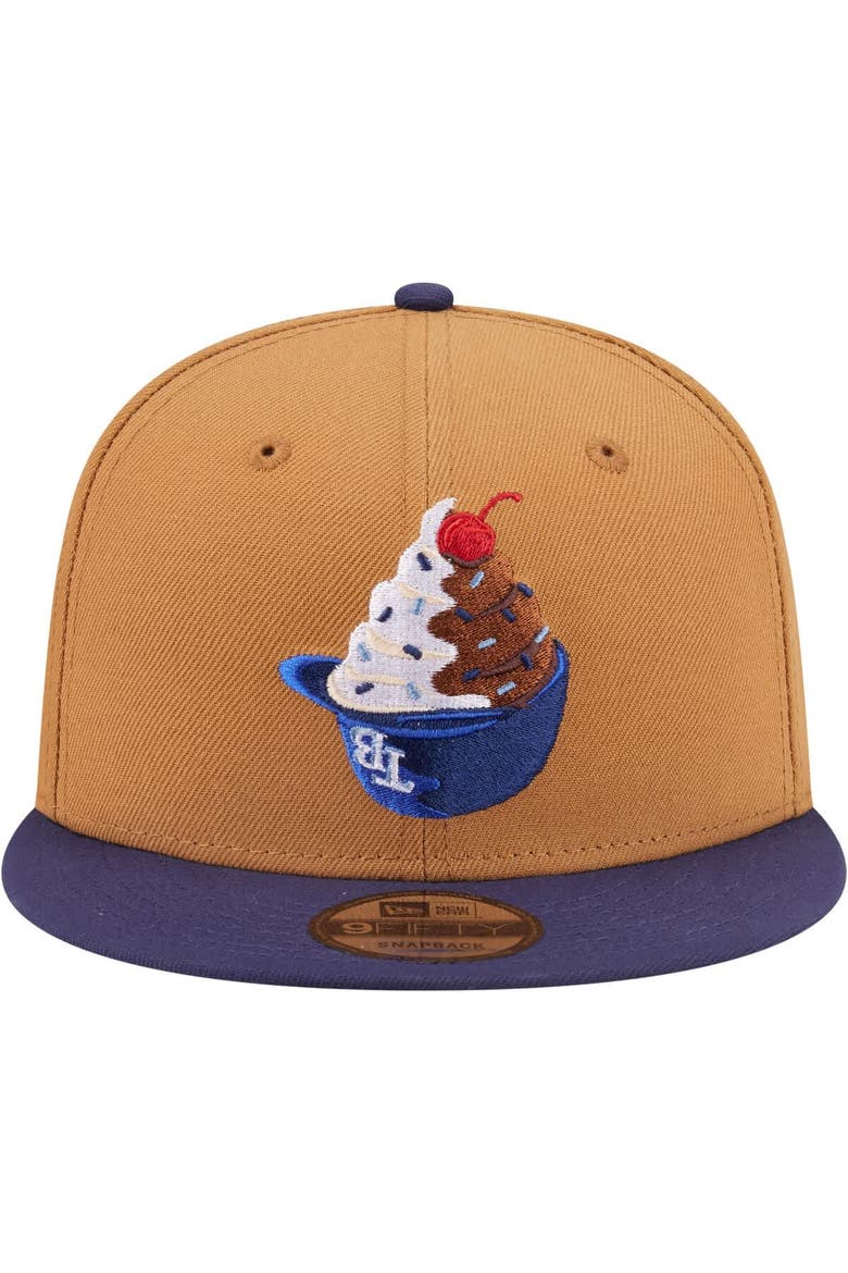 Men's New Era Khaki/Navy Tampa Bay Rays Ice Cream 9FIFTY Snapback Hat, Alternate, color, Khaki