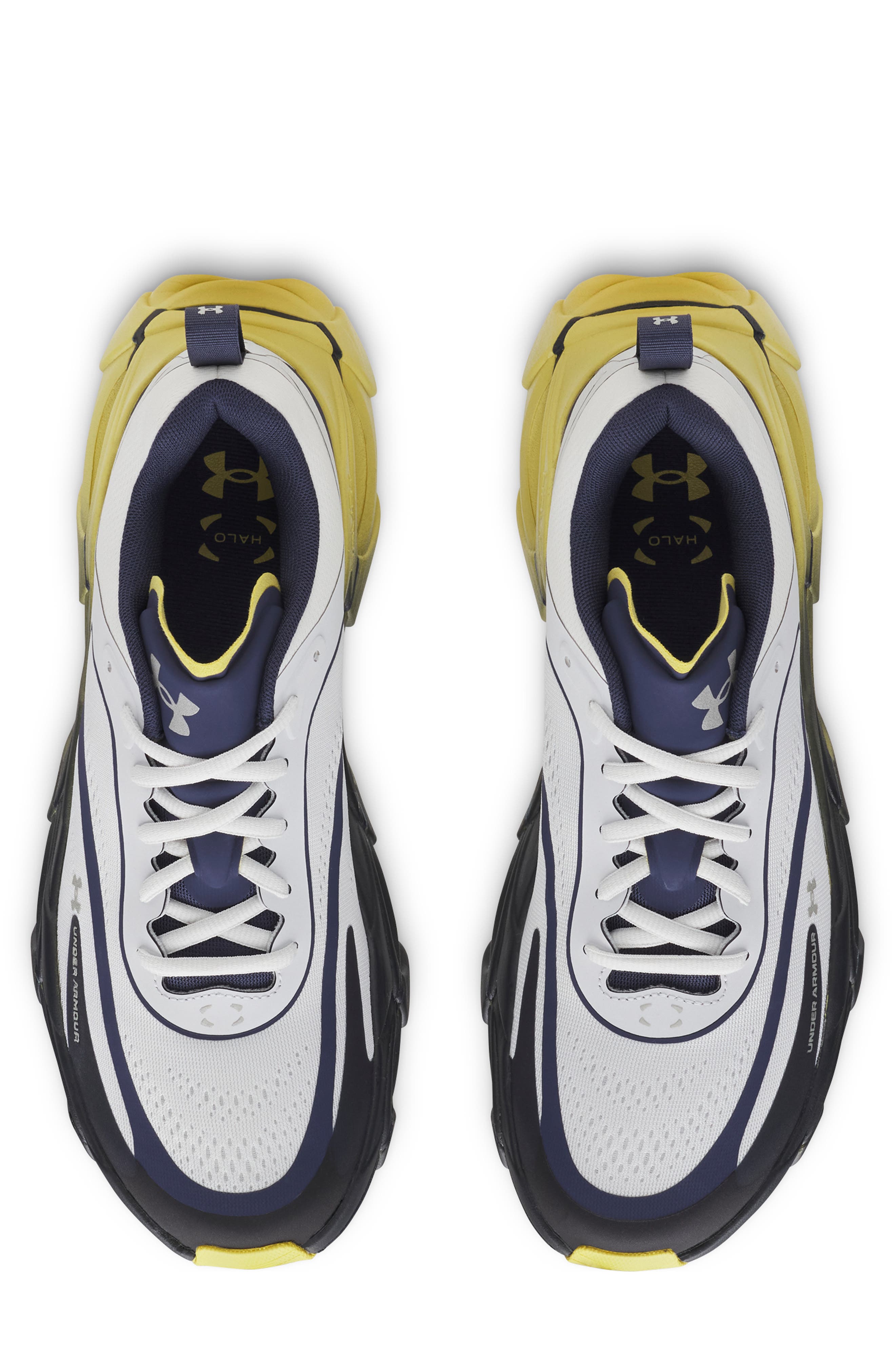 UA Halo Racer Running Shoe, Alternate, color, WASHED NAVY/ YELLOW/ GRAY