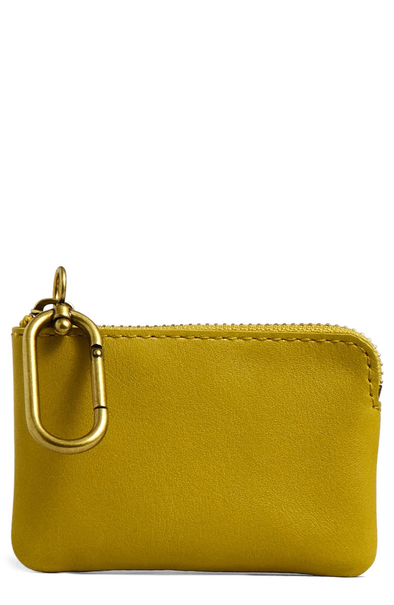 Madewell Mini The Leather Carabiner Pouch, Main, color, Citrus Lime