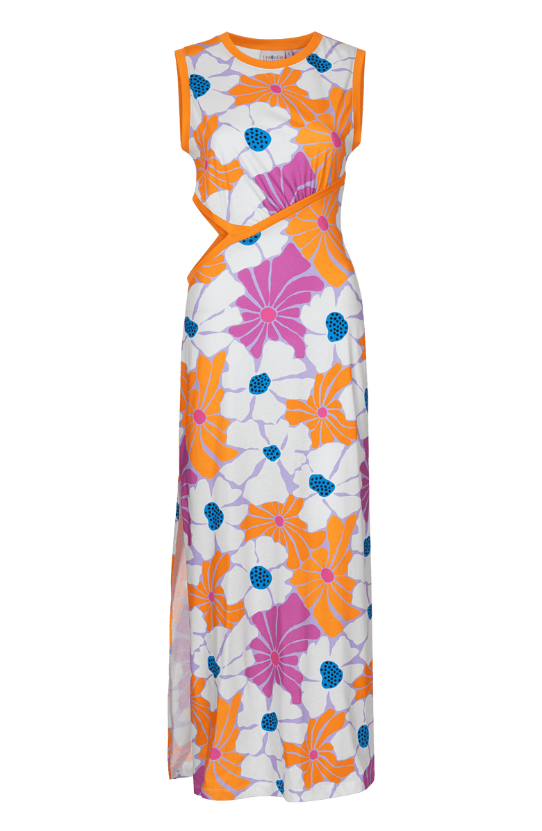 Untitled in Motion Morea Printed Cutout Midi Dress, Main, color, Morea