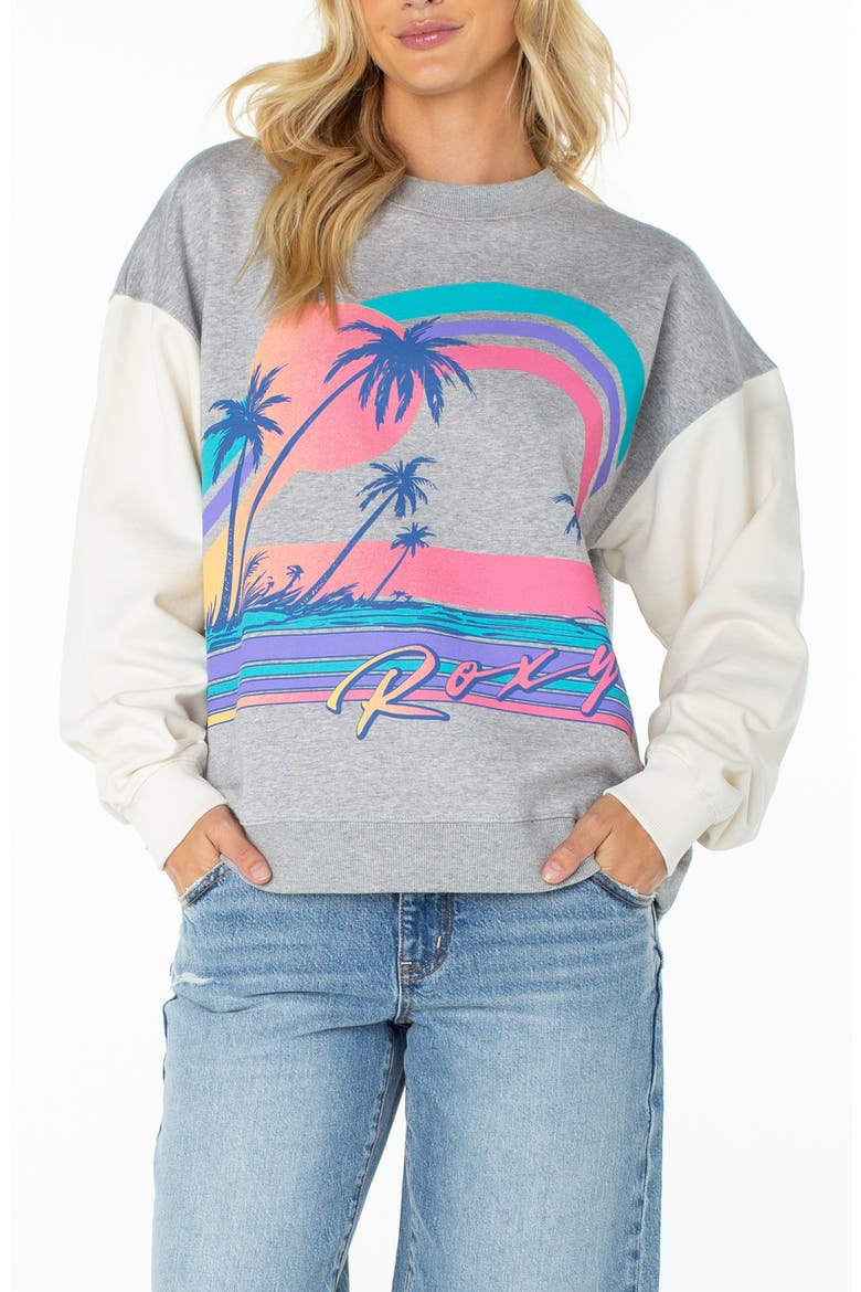 Lineup Contrast Crewneck Sweatshirt, Main, color, HEATHER GREY
