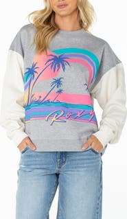 Roxy Lineup Contrast Crewneck Sweatshirt