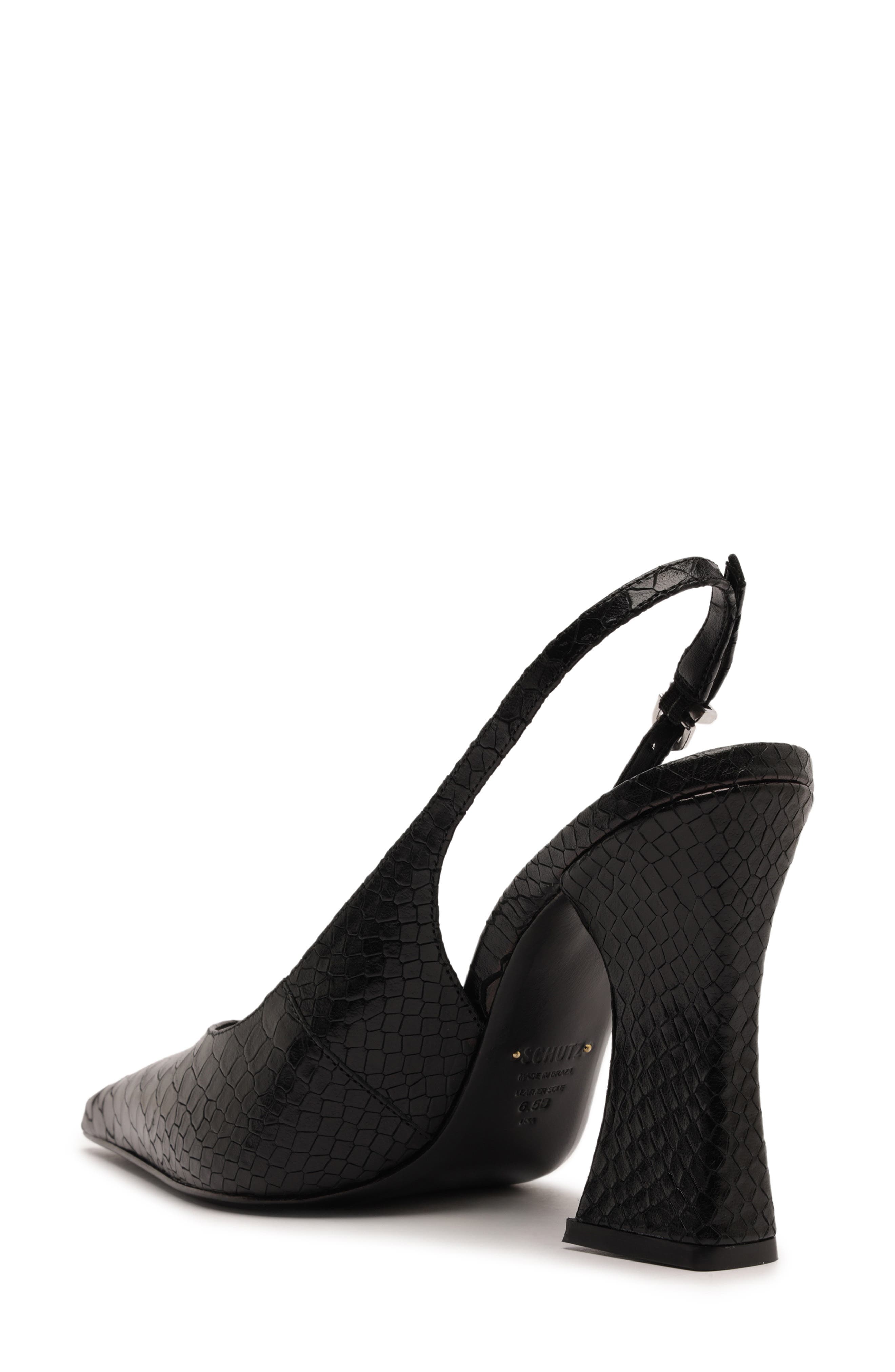 Schutz Michelle Snakeskin Embossed Slingback Pump, Alternate, color, Black