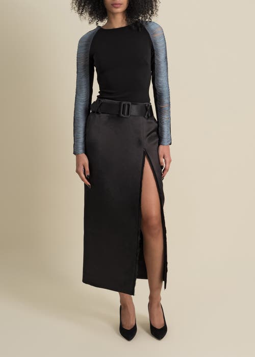 Contessa Mills Medusa Fitted Hand-dyed Fringe Stretch Crepe Top In Gray
