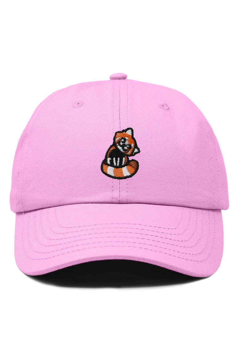 Red Panda Embroidered Dad Hat, Main, color, Light Pink