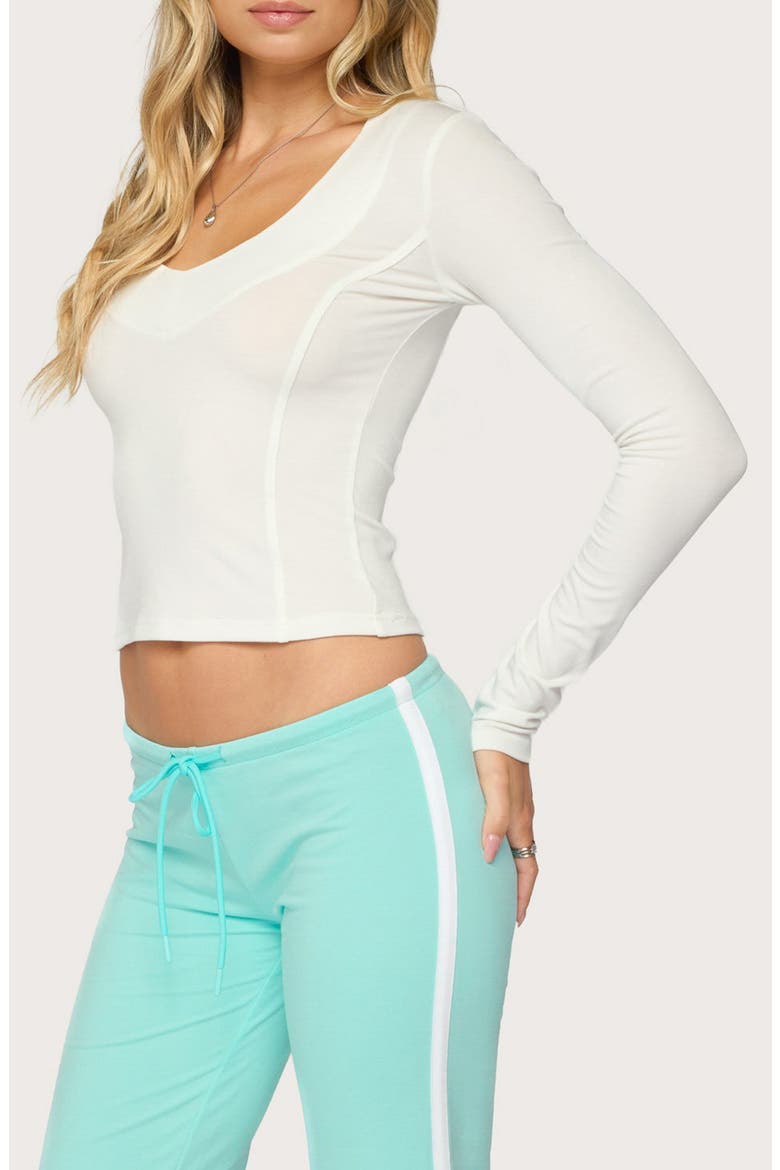 Sali V-Neck Long Sleeve Crop Top, Alternate, color, WHITE