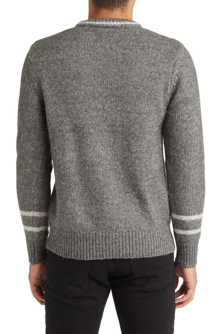 Stripe Trim Triple Blend Crewneck Sweater, Alternate, color, CHARCOAL