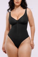 Shapellx Skin Flow Zipper Front Thong Bodysuit