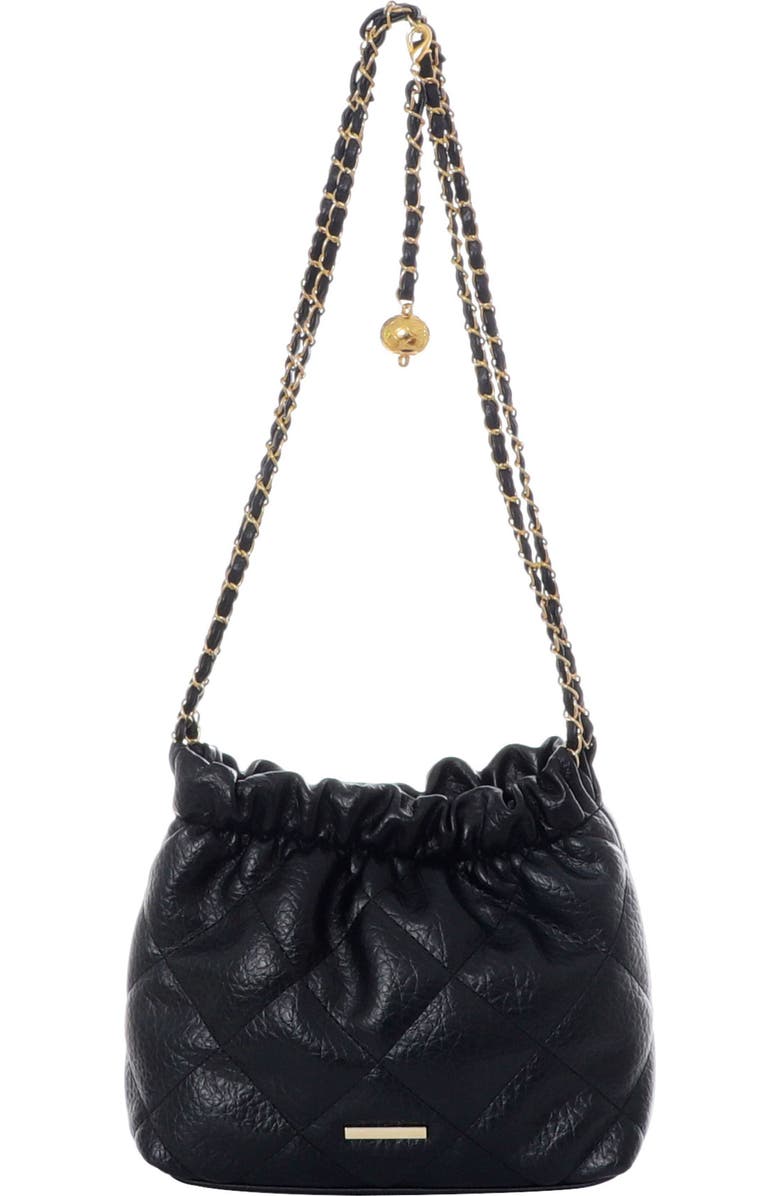 Adornia Quilted Faux Leather Bucket Bag, Main, color, Black
