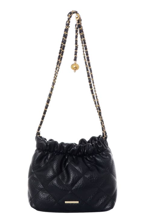 Quilted Faux Leather Bucket Bag