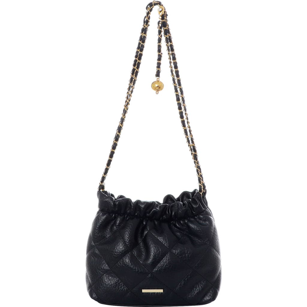 Adornia Quilted Faux Leather Bucket Bag In Black