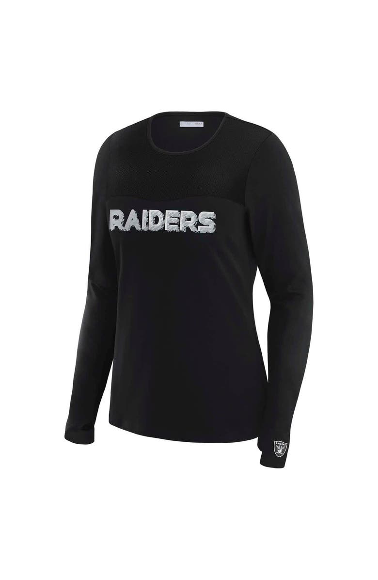 WEAR by Erin Andrews Women's WEAR by Erin Andrews x Gracie Hunt Black Las Vegas Raiders Mesh Panel Long Sleeve T-Shirt, Alternate, color, Black