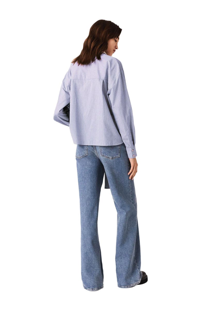 maje Striped bow shirt, Alternate, color, Light Blue