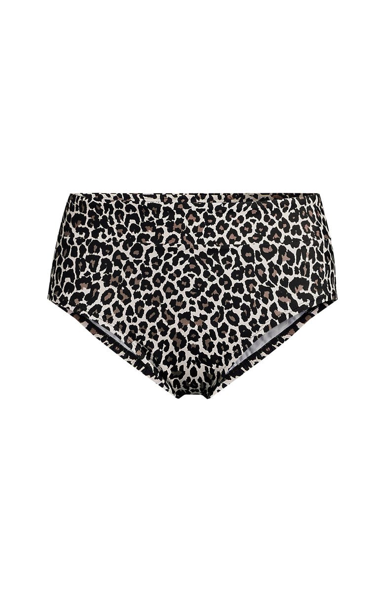 Lands' End Mid Rise Bikini Bottoms, Alternate, color, Black Leopard