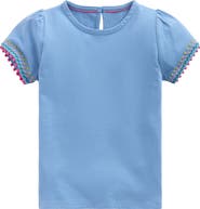 Mini Boden Kids' Puff Sleeve Embellished Trim T-Shirt