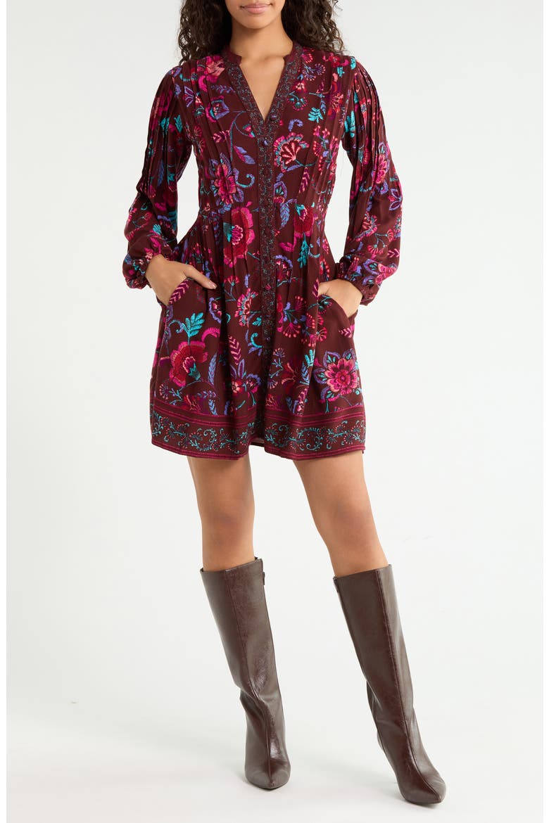 Tory Paisley Long Sleeve Dress, Main, color, BURGUNDY-MULTI
