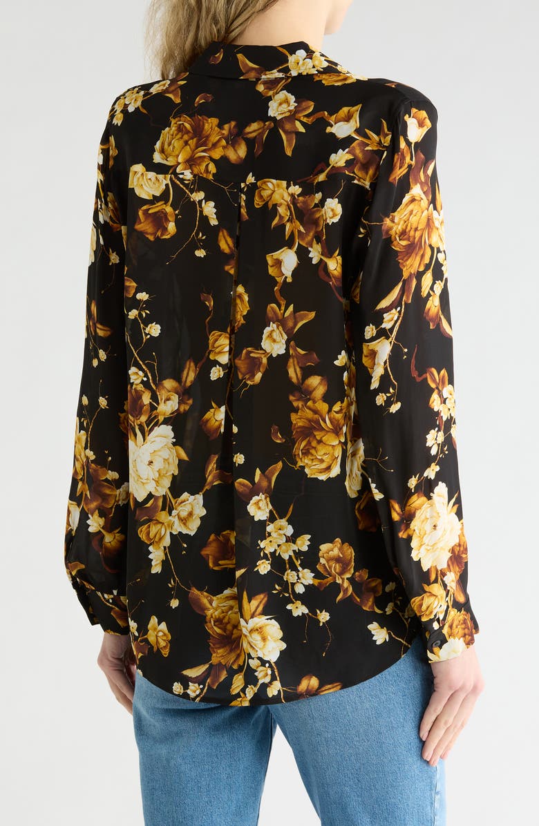 L'AGENCE Nina Long Sleeve Top, Alternate, color, Black Multi Ikebana
