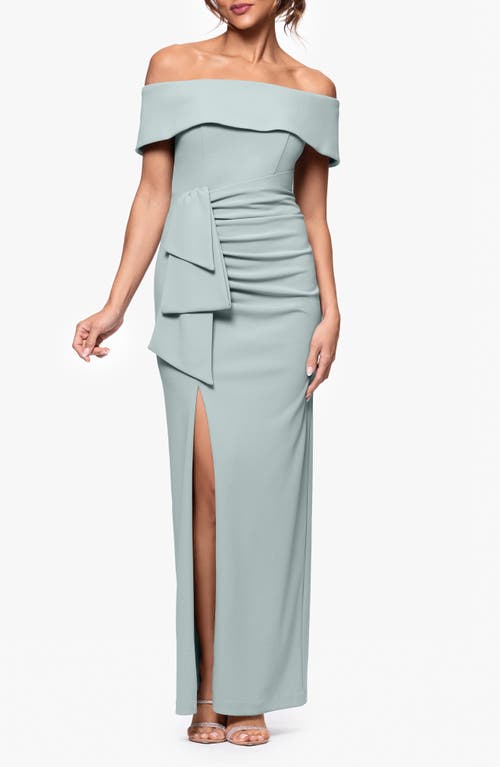 Xscape Evenings Ruched Off The Shoulder Crepe Gown
