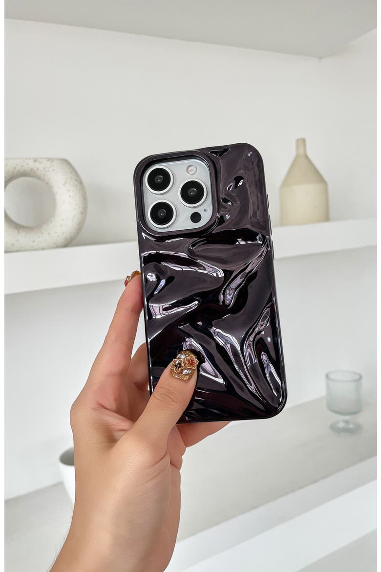 Black Crinkle iPhone 16 Pro Max Case, Alternate, color, BLACK