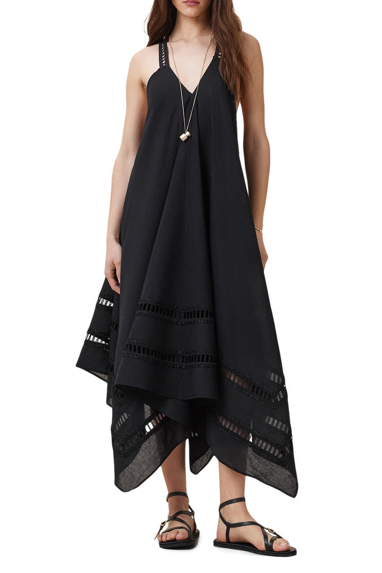 Lil Handkerchief Hem Cotton Dress, Main, color, BLACK