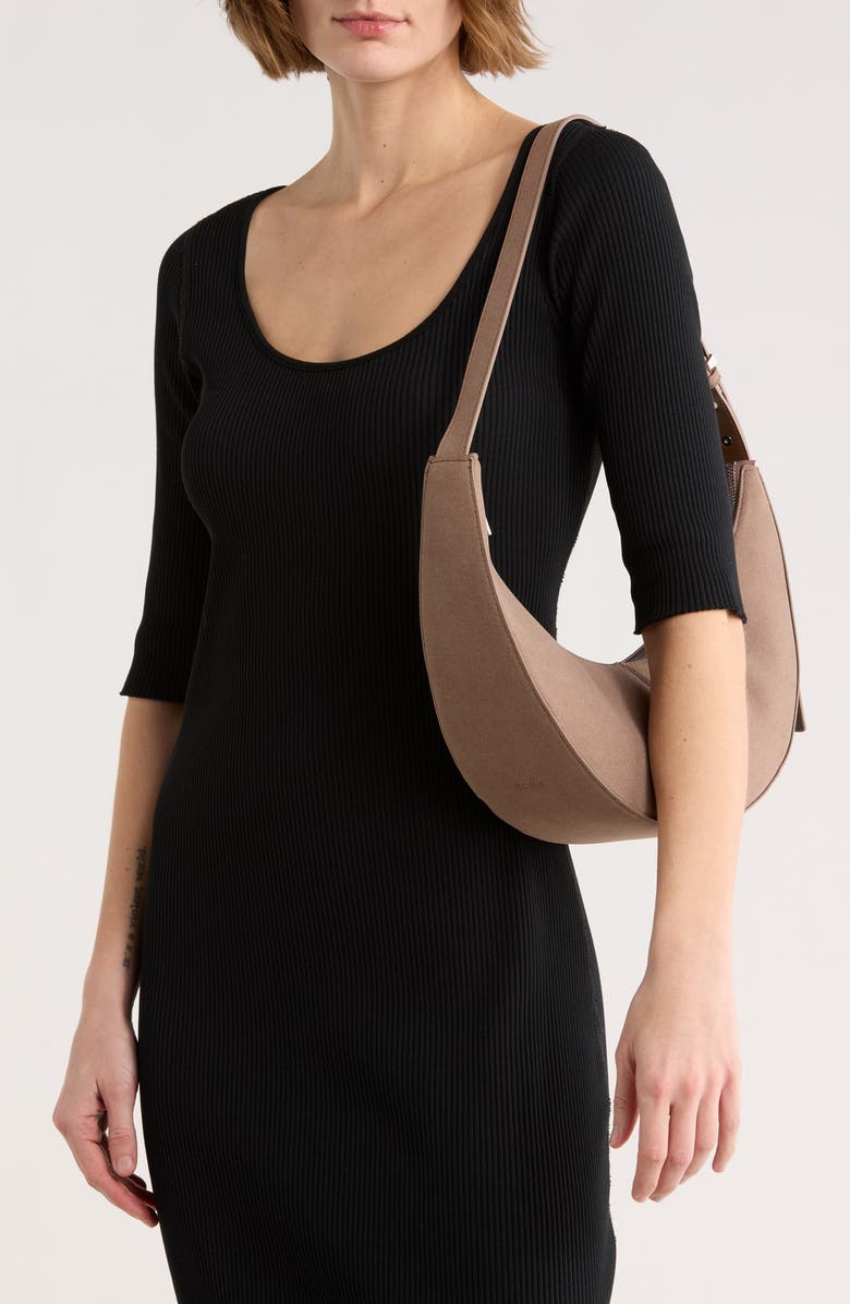 BCBG Skinny Crescent Shoulder Bag, Alternate, color, Taupe