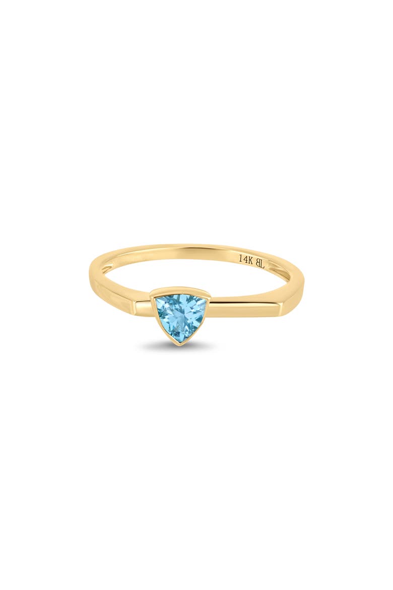 14K Gold Blue Topaz Trillion Stackable Ring (Online Trunk Show), Main, color, 14K YELLOW GOLD/ TOPAZ