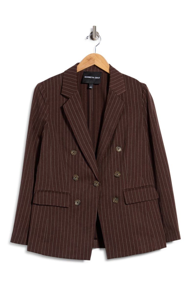 Pinstripe Double Breasted Blazer, Main, color, JAVA BROWN PINSTRIPE