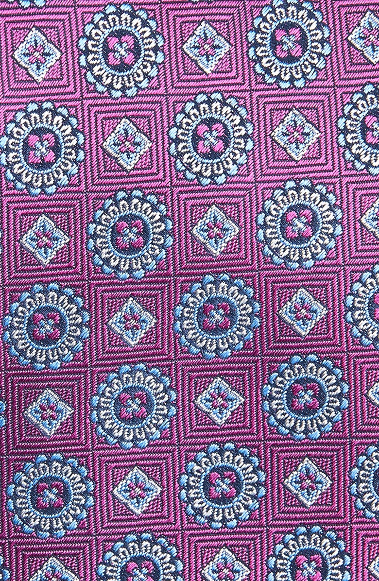 David Donahue Neat Medallion Silk Jacquard Tie, Alternate, color, Berry