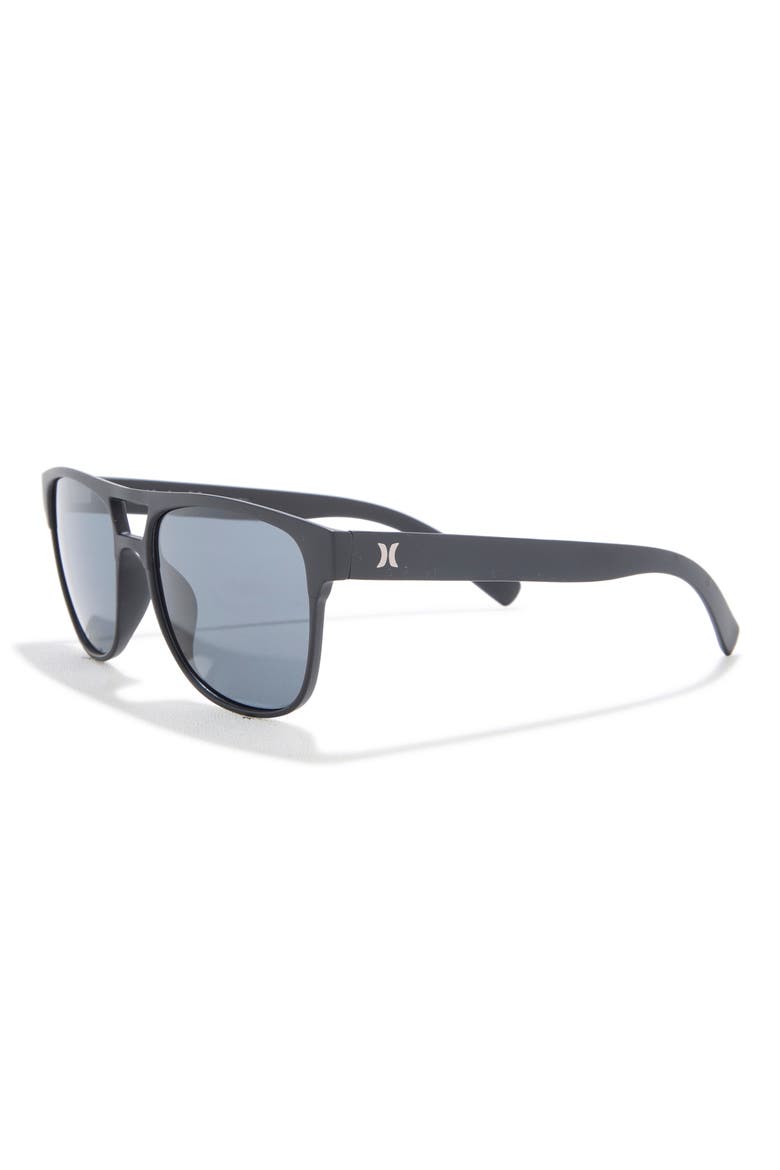 55mm Rounded Aviator Sunglasses, Alternate, color, BLACK