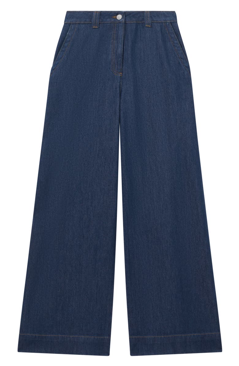 Reiss Olivia High Waist Wide Leg Jeans, Alternate, color, Dark Blue
