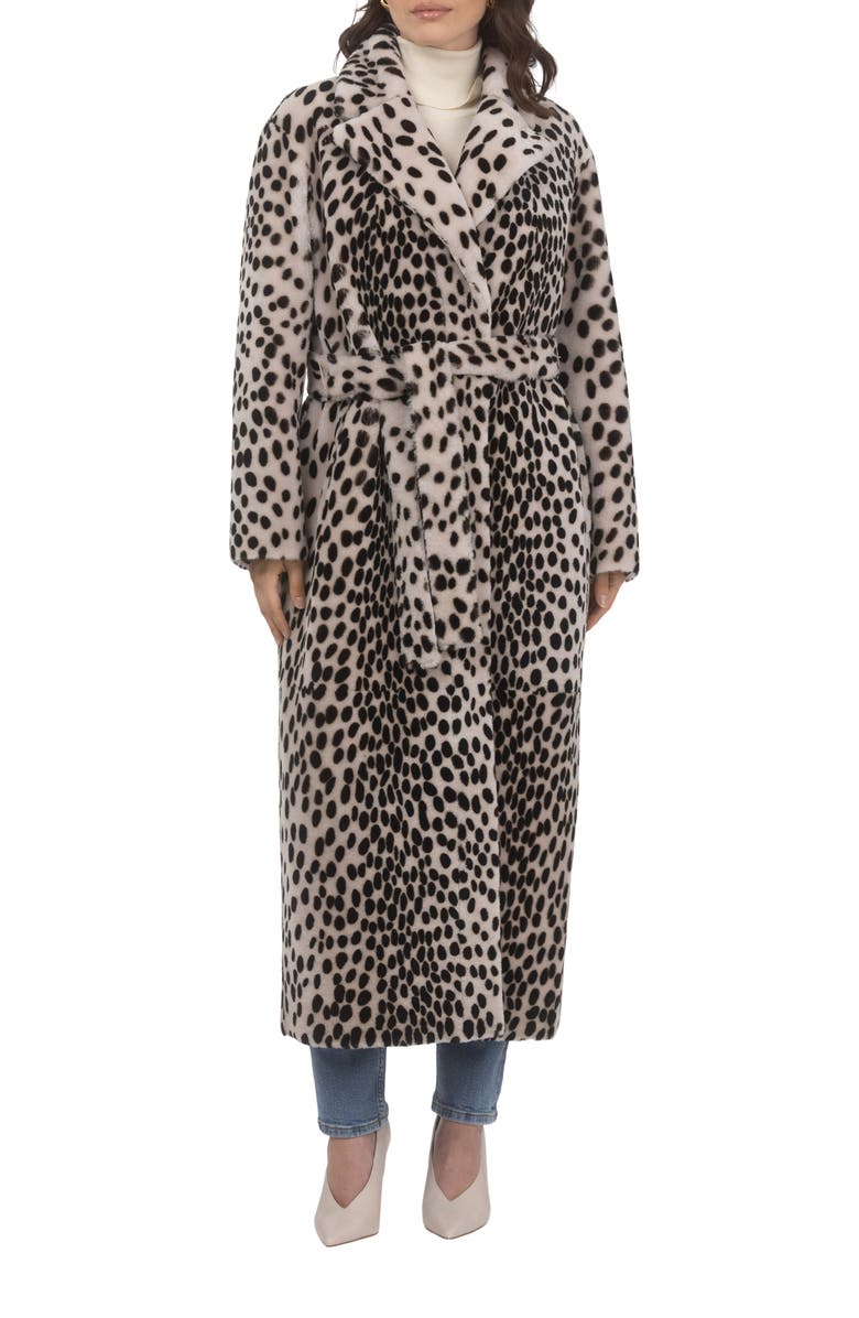 GORSKI Reversible Genuine Shearling Coat, Alternate, color, Beige/Black Spotted/Gold