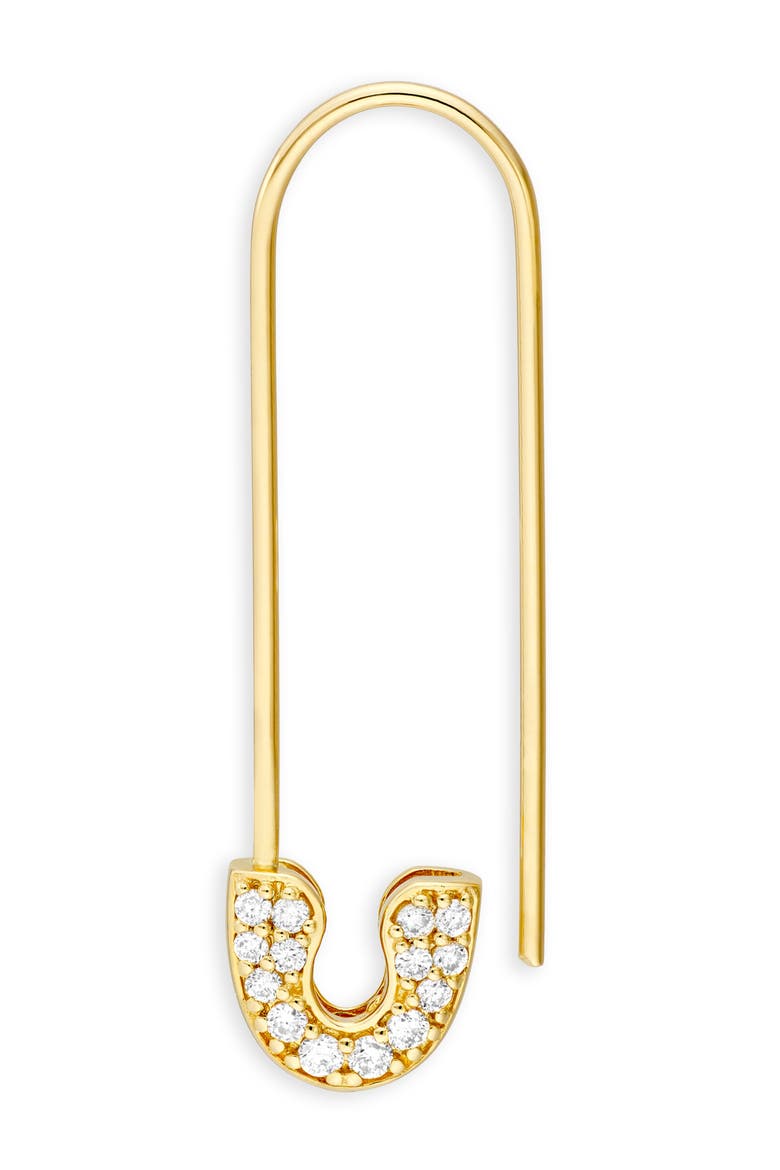 Diamond Safety Pin Threader Earrings, Alternate, color, YELLOW GOLD