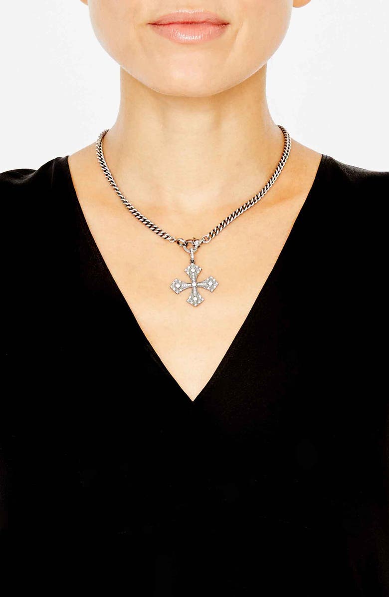 Sheryl Lowe Gothic Cross Pendant Necklace with Diamonds, Alternate, color, 