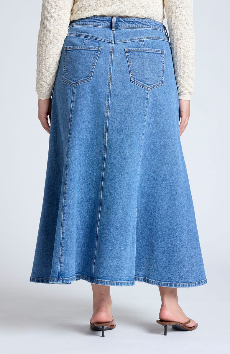 ELOQUII Paneled Denim Maxi Skirt, Alternate, color, 