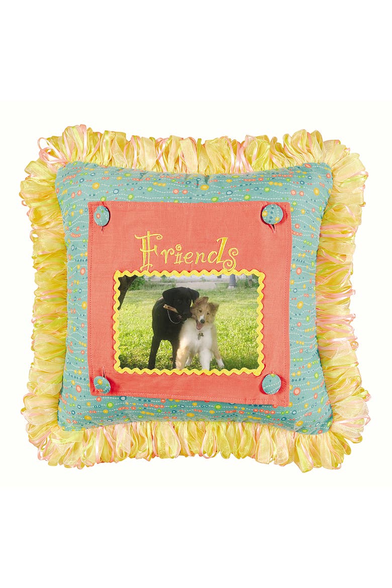 Friends Picture Accent Pillow, Main, color, Blue
