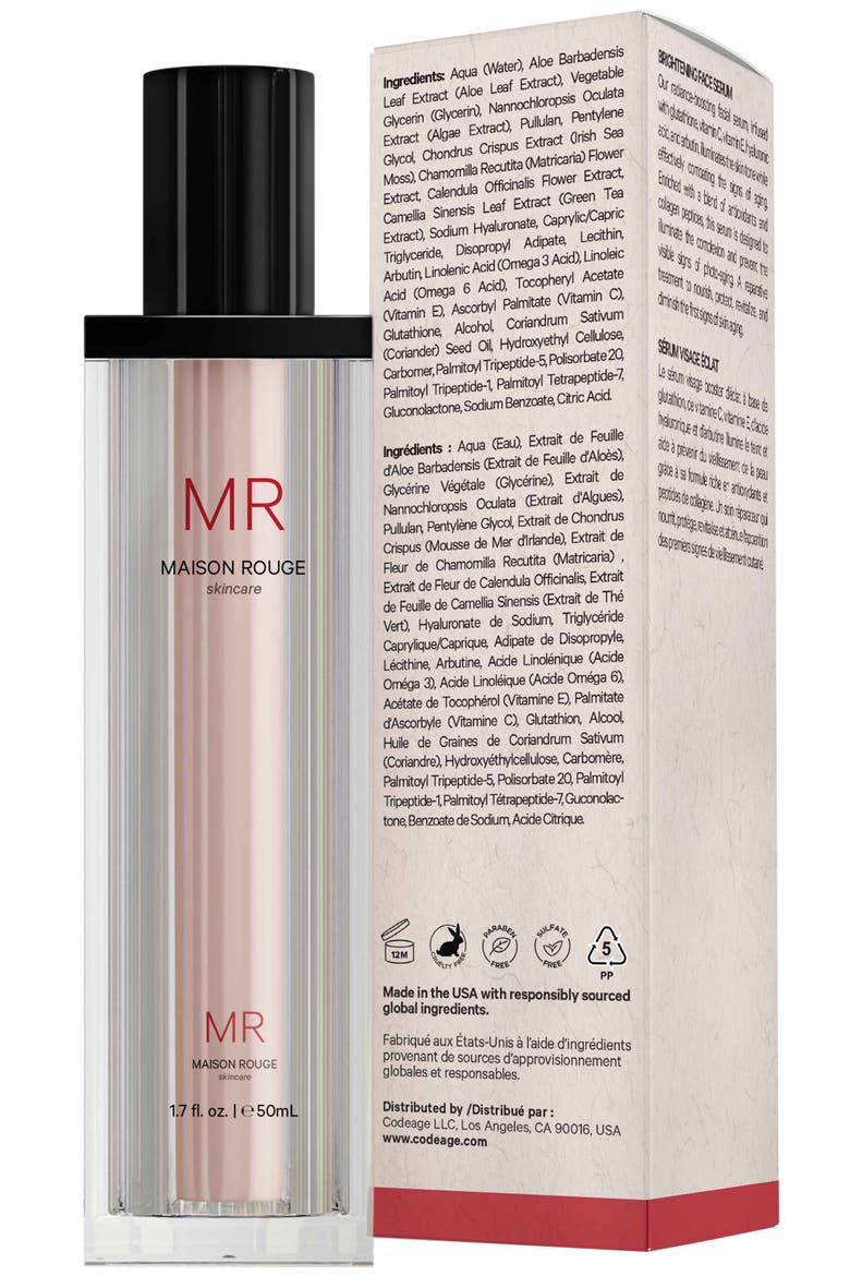 Brightening Face Serum, Glutathione, Collagen HA, Vitamin, CoQ10, Refillable 50mL, Alternate, color, White