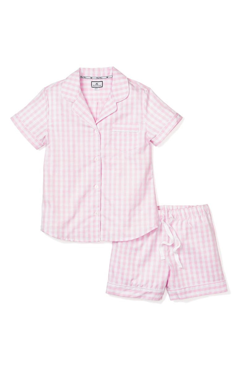 Petite Plume Gingham Short Pajamas, Alternate, color, Pink